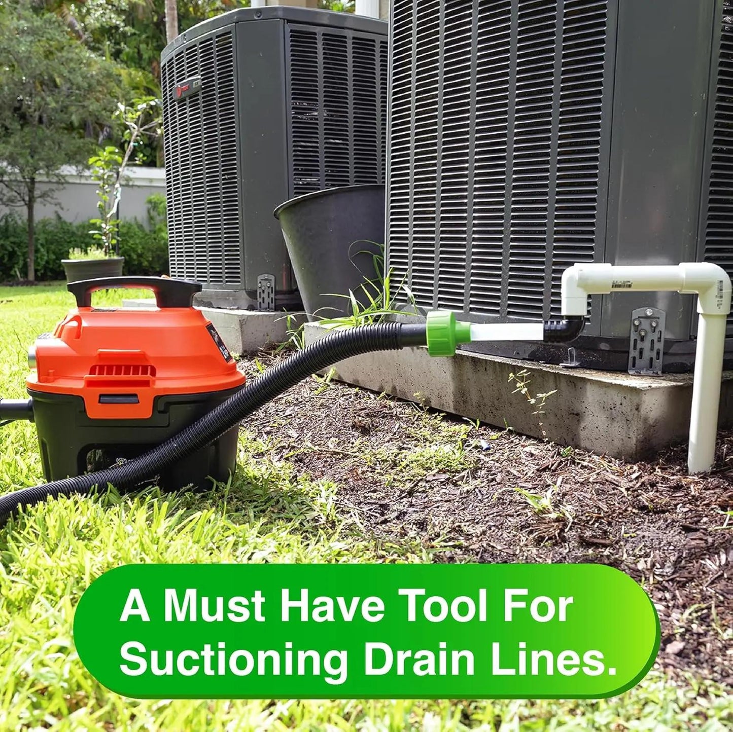 Universal AC Drain Line Cleaner Tool - HVAC to PVC Wet Vac Attachment